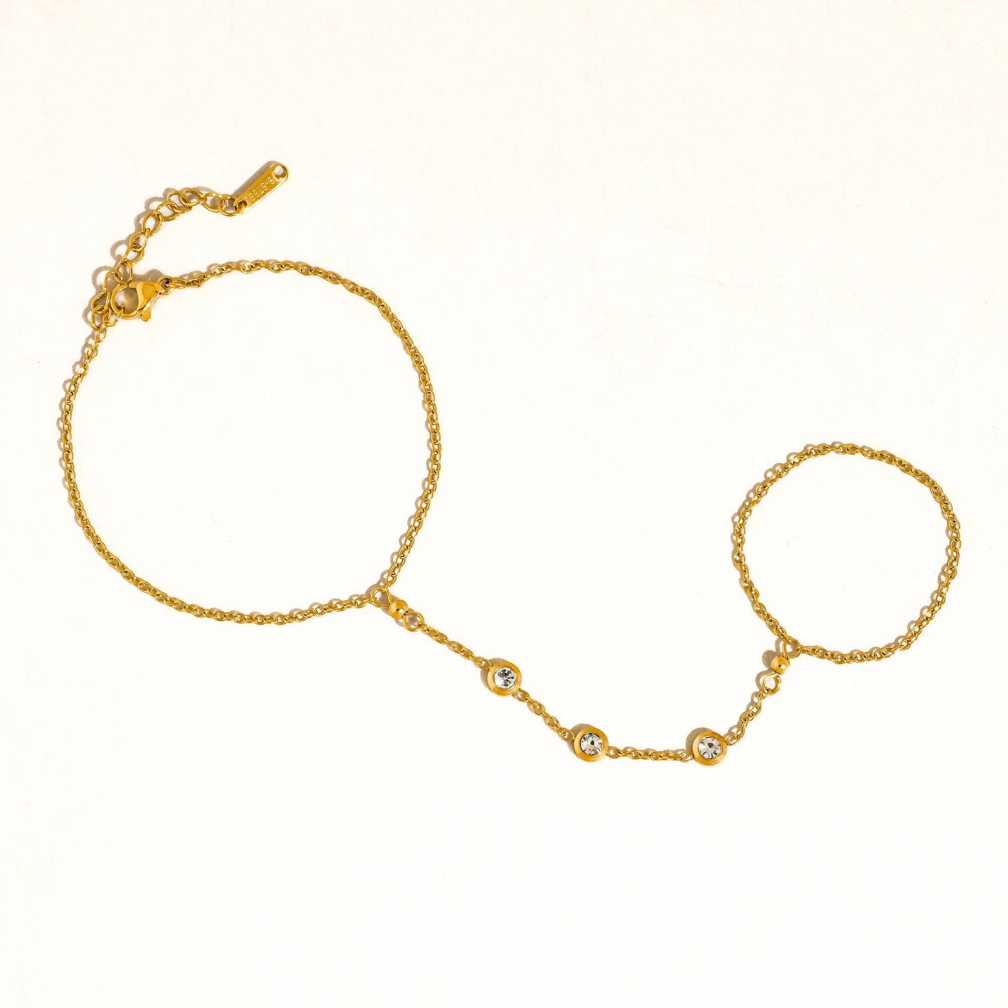 Nadine 18K Gold Non-Tarnish CZ Hand Chain Bracelet