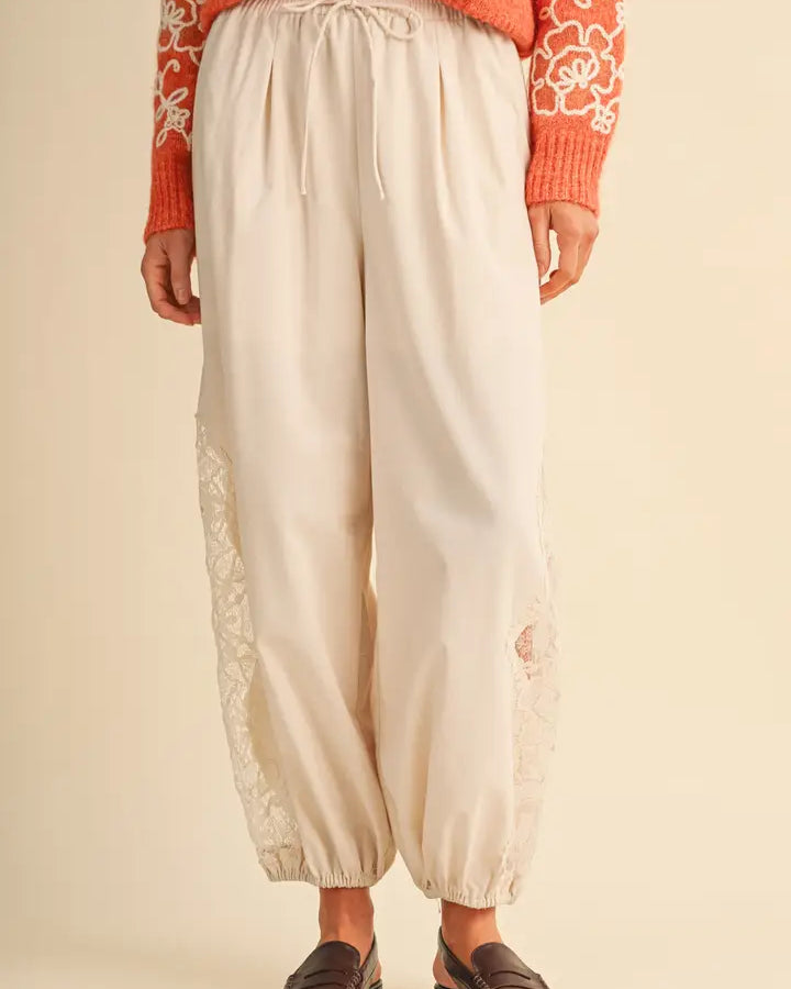 &Merci Lace Detail Balloon Pants