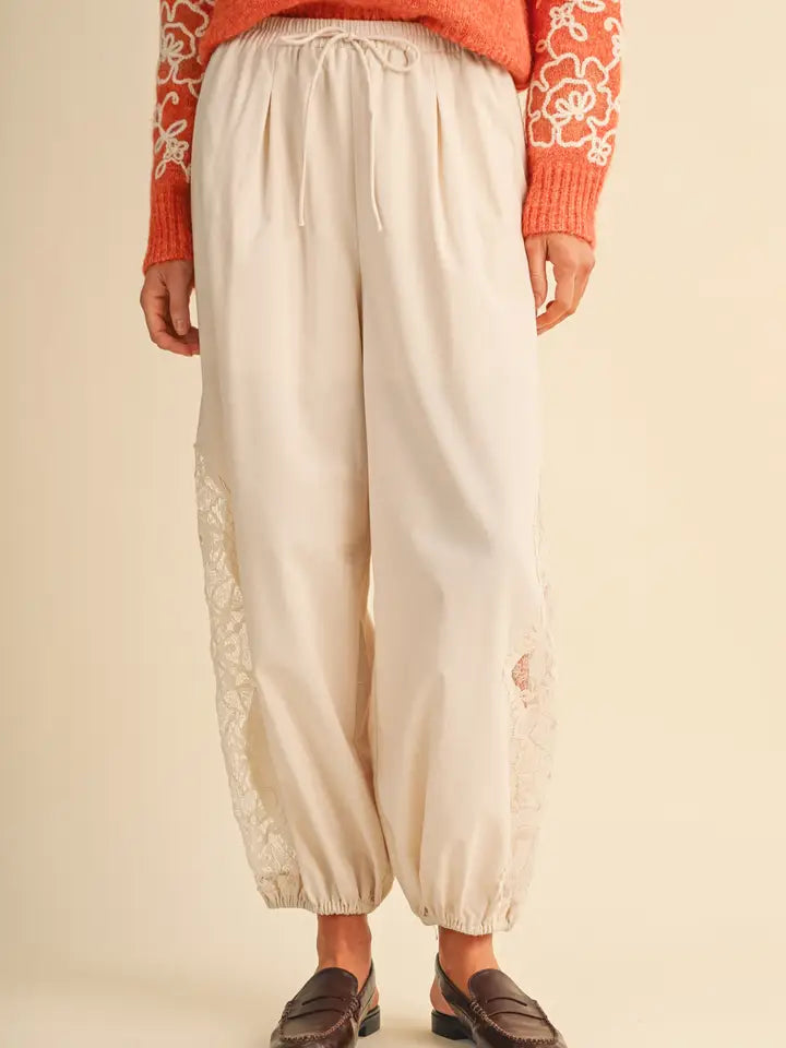 &Merci Lace Detail Balloon Pants