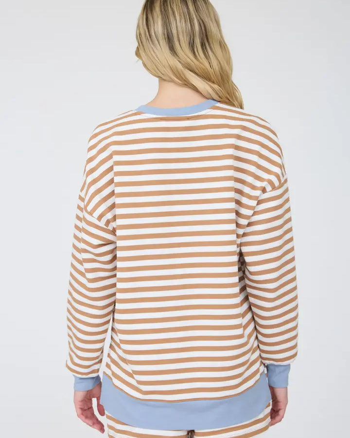 blu pepper striped contrast long slve top