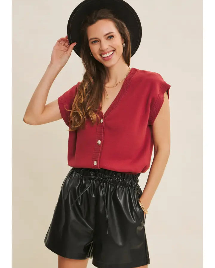 Soft Cotton Button-Down Sweater Vest