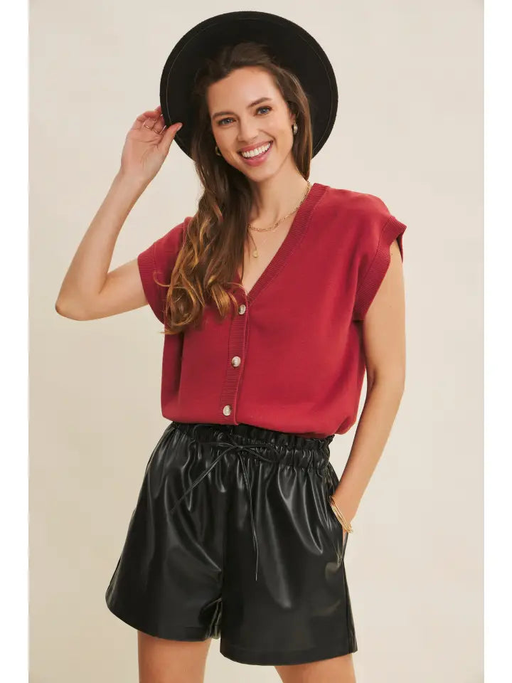 Soft Cotton Button-Down Sweater Vest