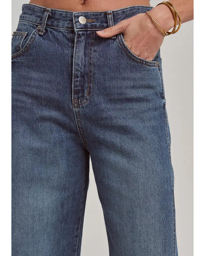 High Rise Wide Leg Relaxed Denim Jeans