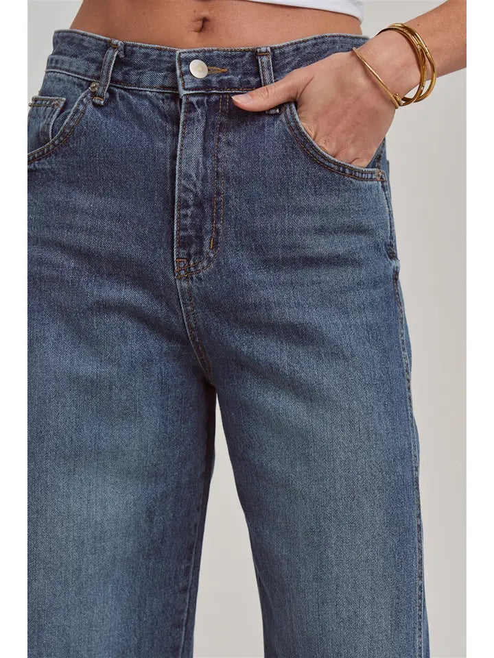 High Rise Wide Leg Relaxed Denim Jeans