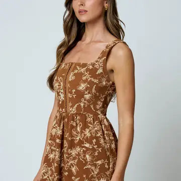 Floral Toile Corset Midi Dress