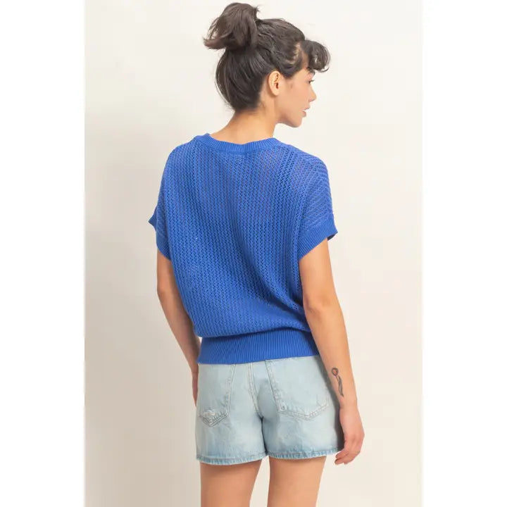 Open-Knit Dolman Sleeve Top