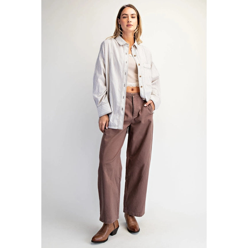 Cotierra Oversized Reworked Striped Buttondown Top