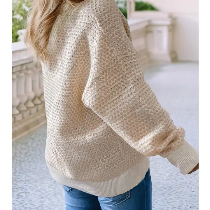 Ldc Henley Button Drop Shoulder Sweater