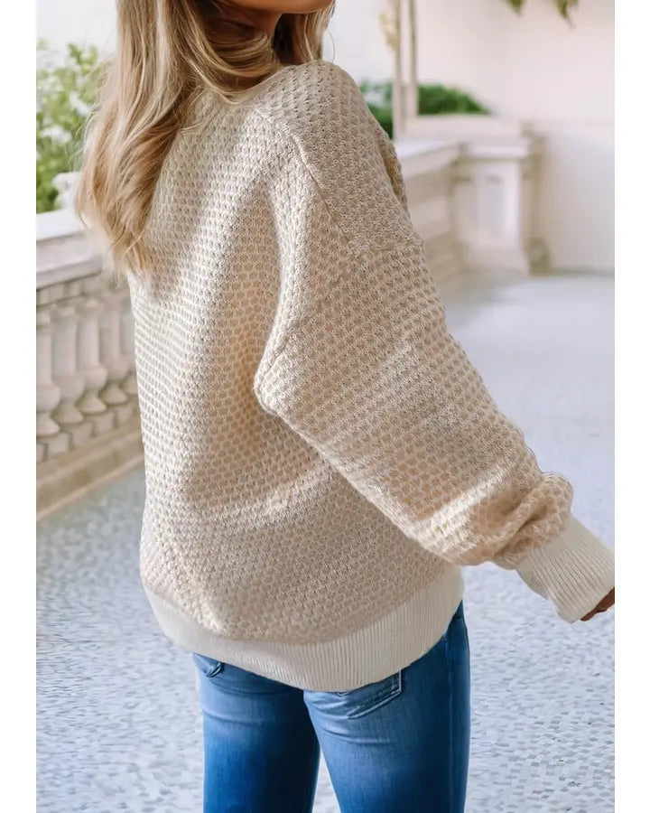 Ldc Henley Button Drop Shoulder Sweater