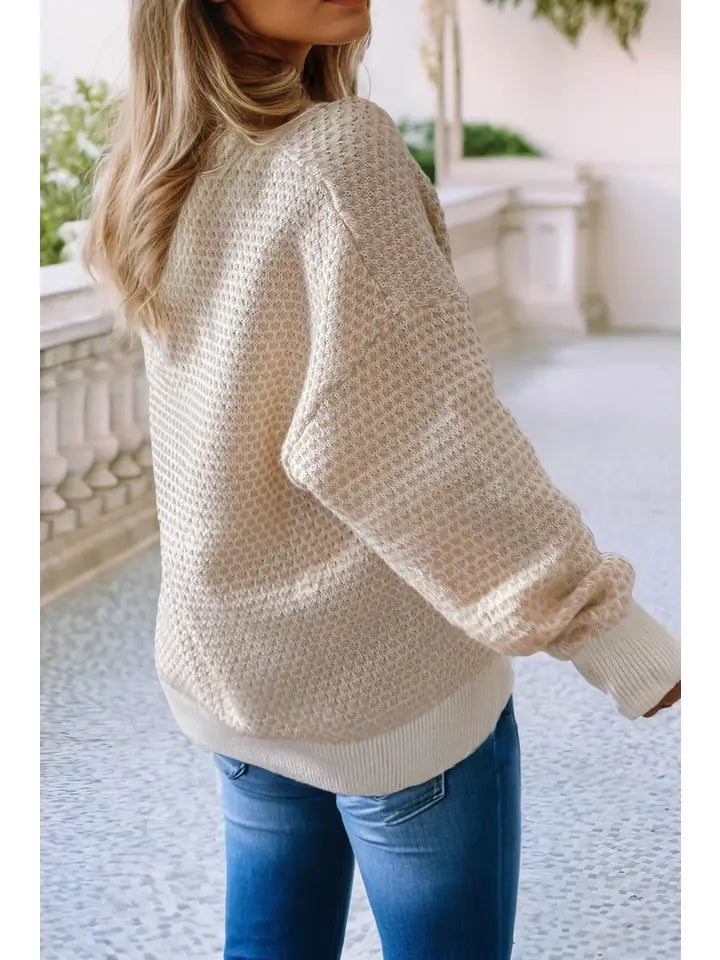 Ldc Henley Button Drop Shoulder Sweater