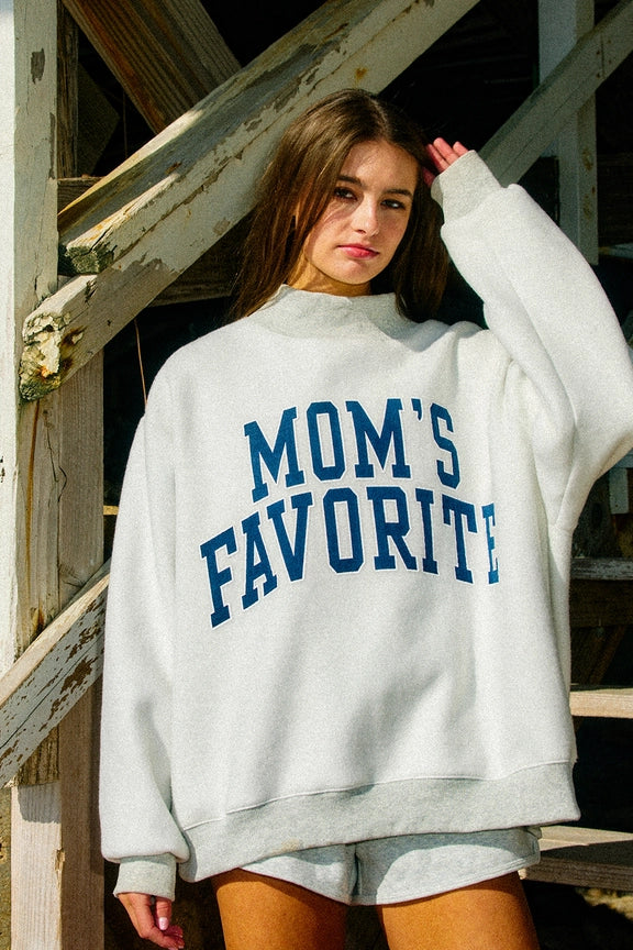 Favorite Reversible Mock-Neck Sweatshirt - Dad & Mom Graphic