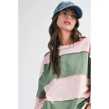 Piper Contrast Panel Slouchy Long Sleeve Tee