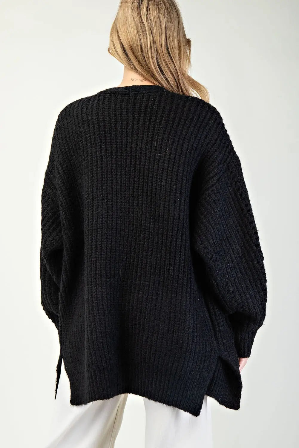 Ee:some Black Long Sleeve Cardigan
