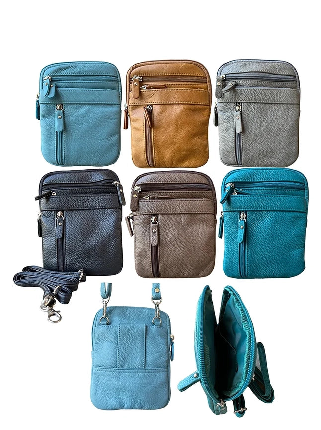 Premium Genuine Cowhide Leather 3-in-1 Crossbody & Belt Travel Pouch