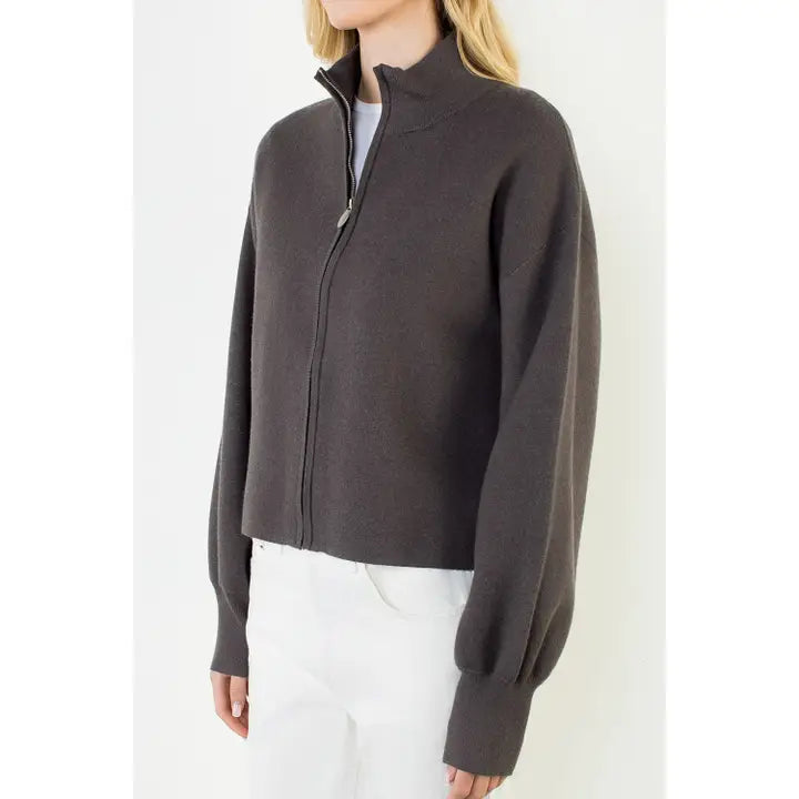 High Neck Zip Up Jacket