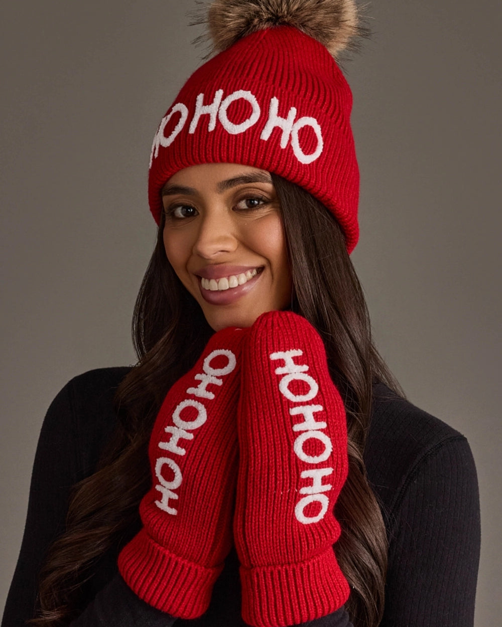 Panache Red Ho Ho Ho Knit Pom Hat
