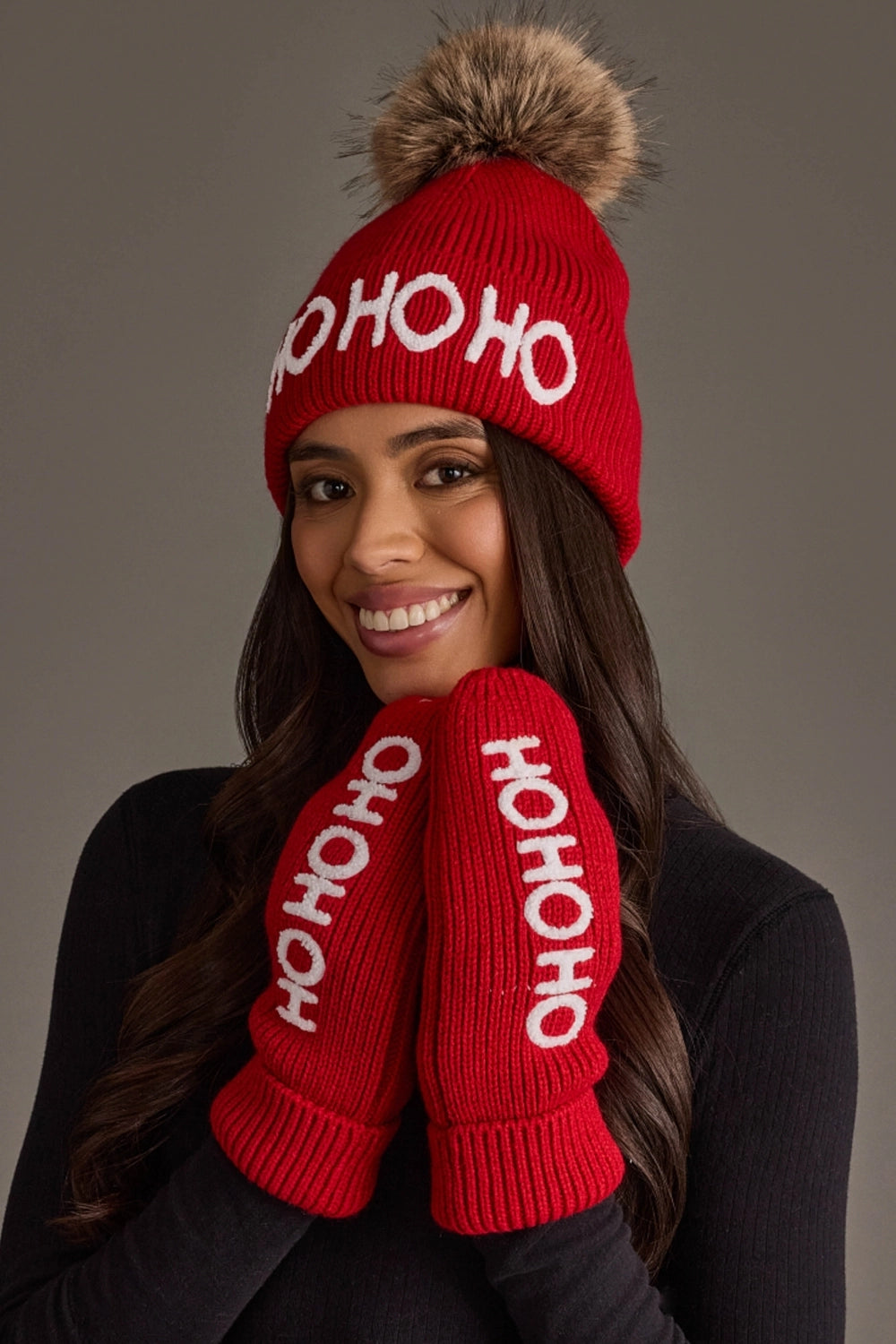 Panache Red Ho Ho Ho Knit Pom Hat