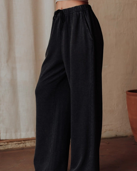 Washed Black Ultra-Soft Wide-Leg Sweatpants