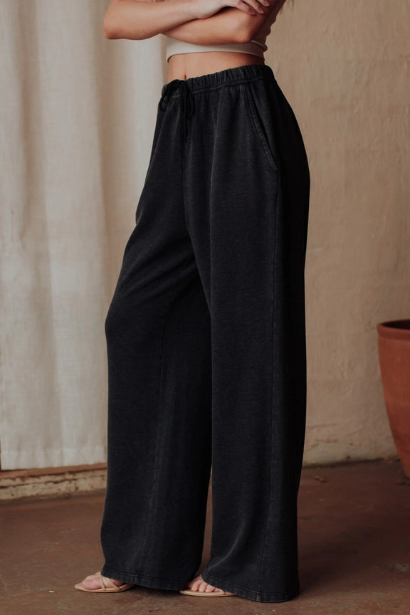 Washed Black Ultra-Soft Wide-Leg Sweatpants