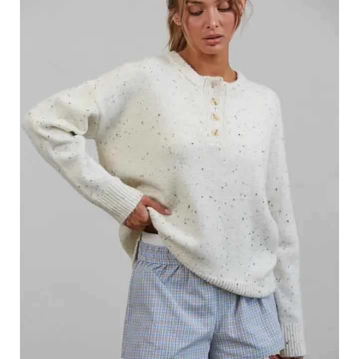 Honey Slouchy Henley Sweater