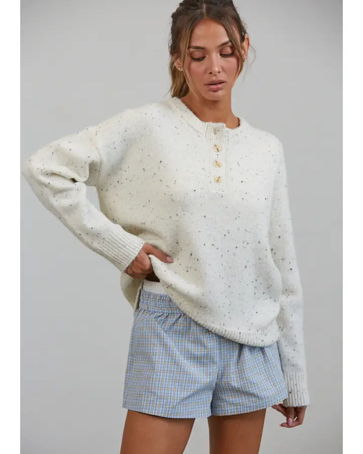 Honey Slouchy Henley Sweater