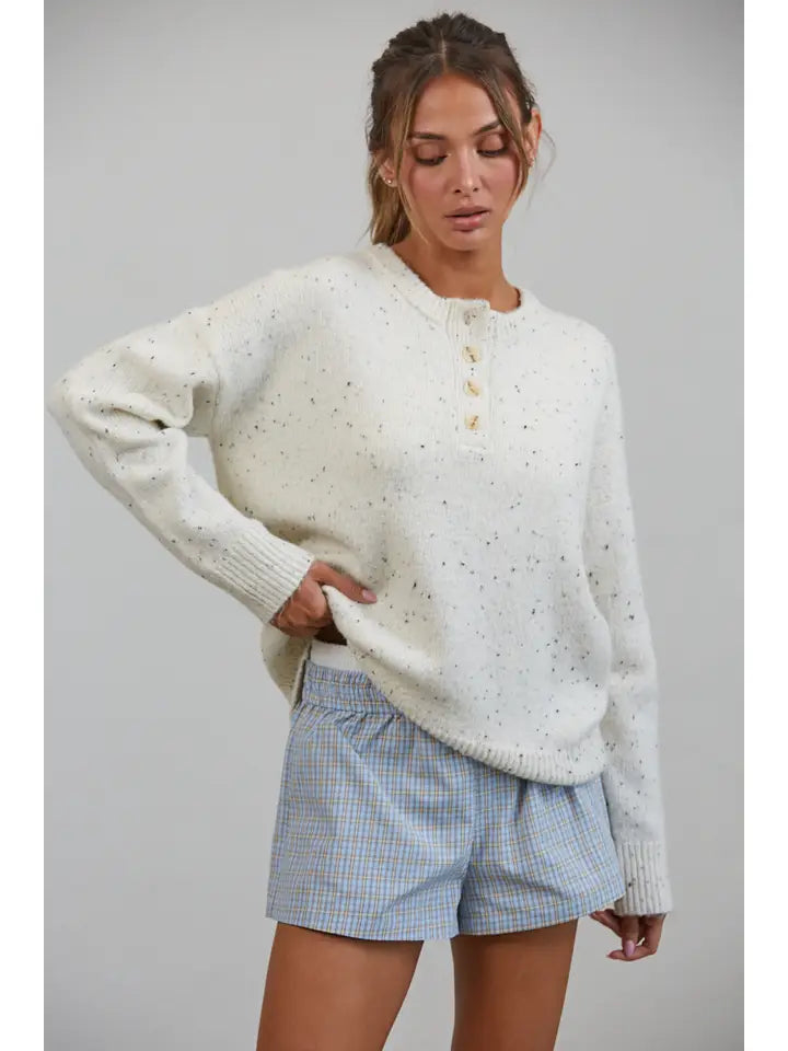 Honey Slouchy Henley Sweater