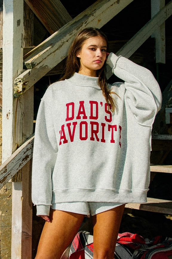Favorite Reversible Mock-Neck Sweatshirt - Dad & Mom Graphic