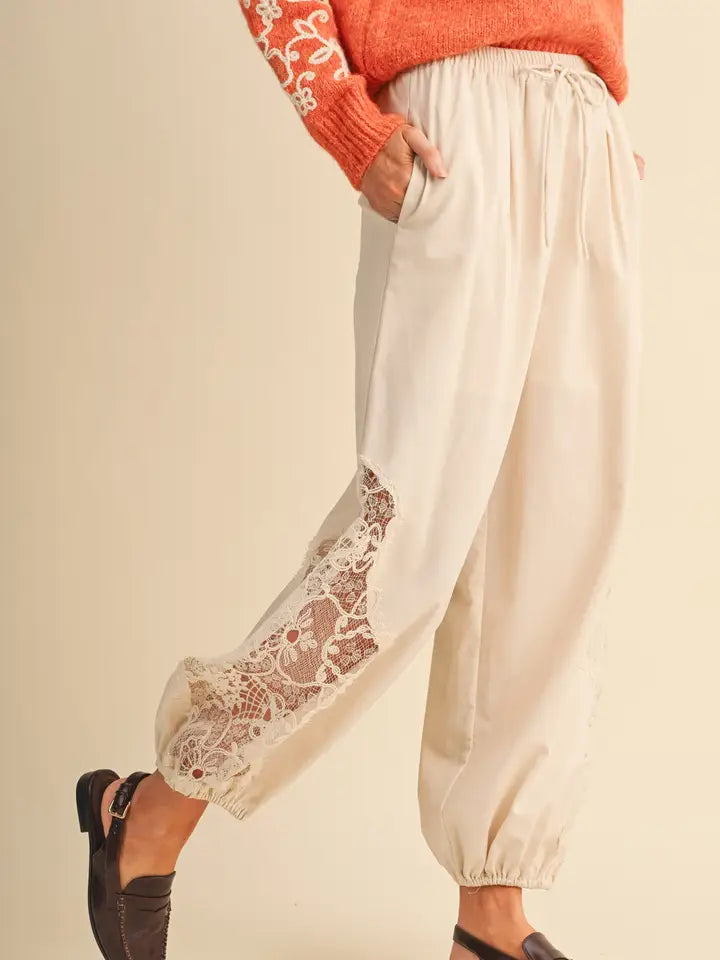 &Merci Lace Detail Balloon Pants