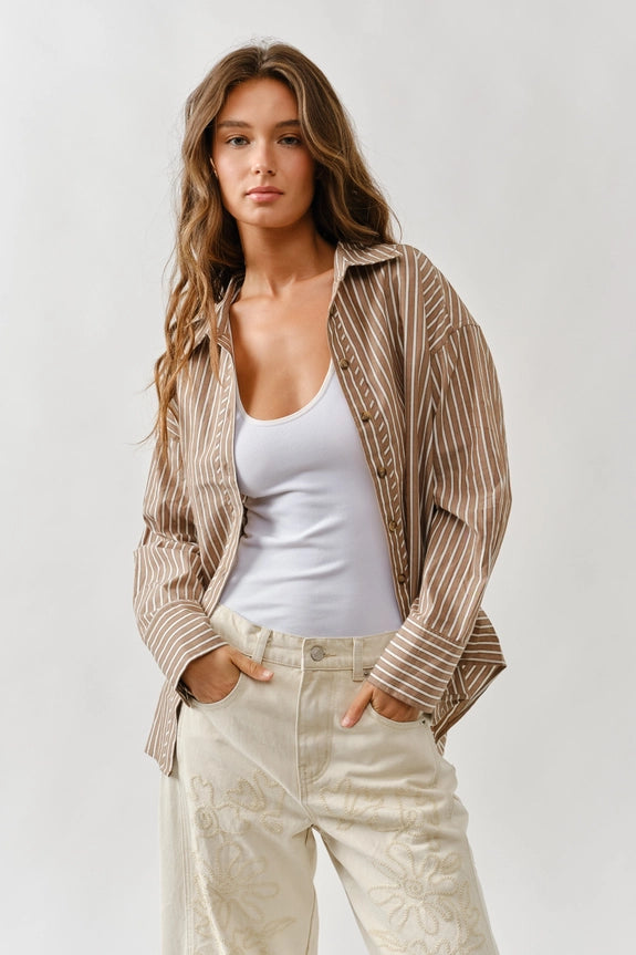 Oversized Stripe Structur Shirt