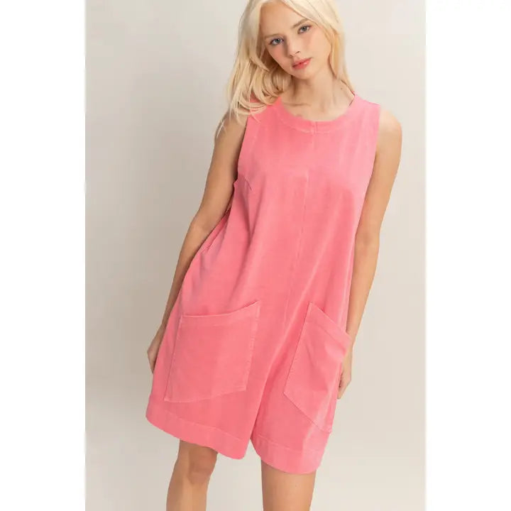 Effortless Summer Relaxed Sleeveless Pocket Romper