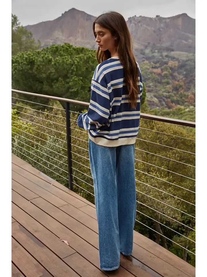 By Together Striped Knit Cotton Crew Neck