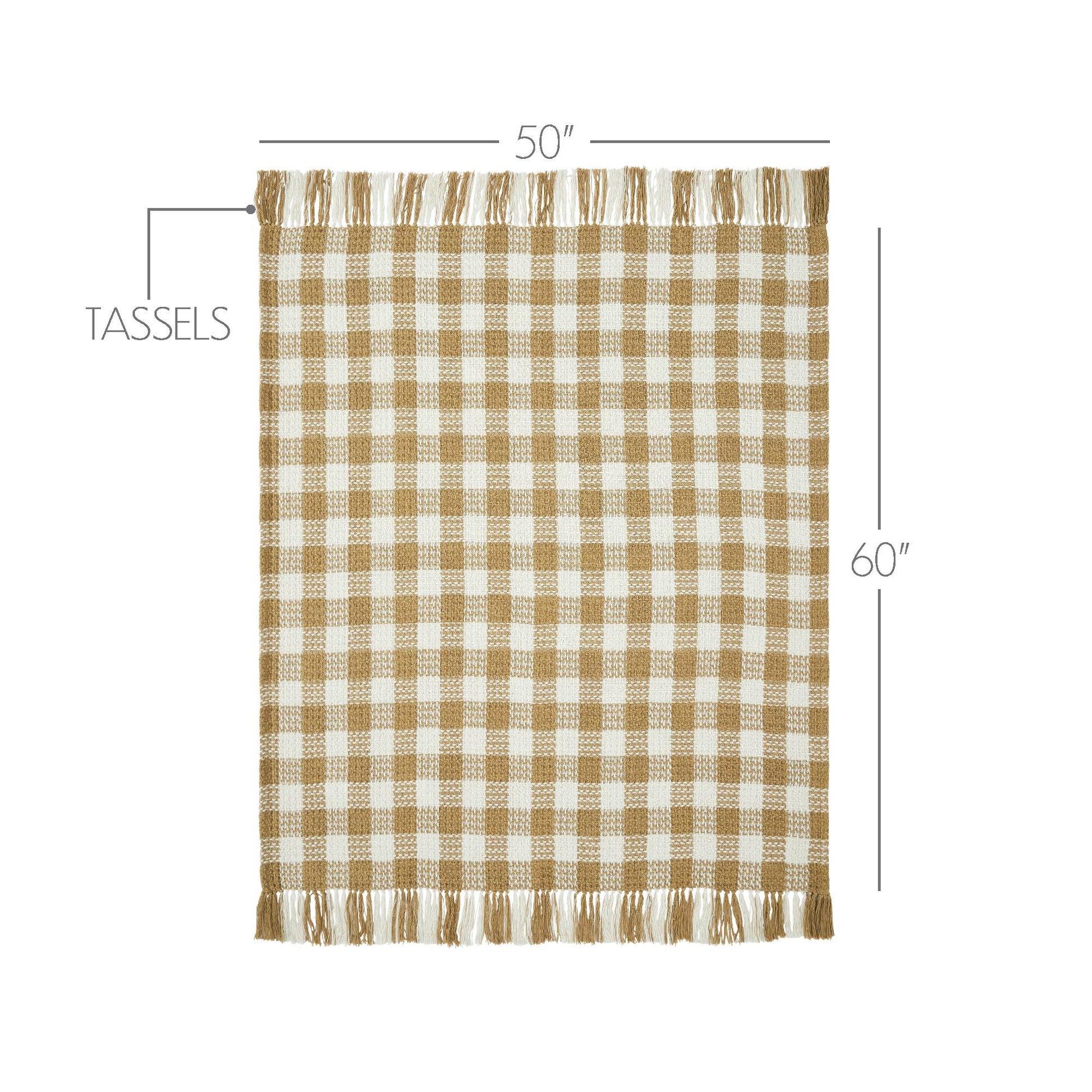 Golden Wheat Heritage Check Throw Blanket with Fringe 50x60