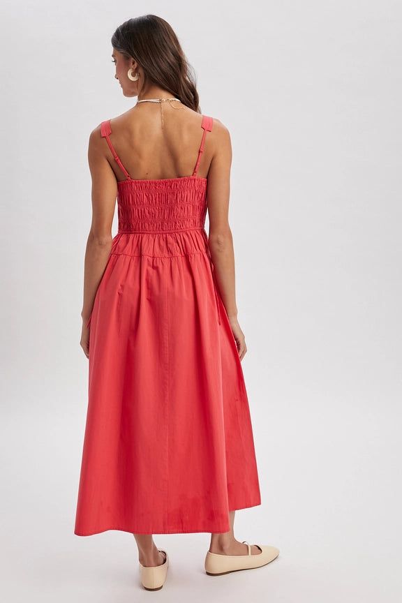 Effortless Smocked Midi Dress with Pockets