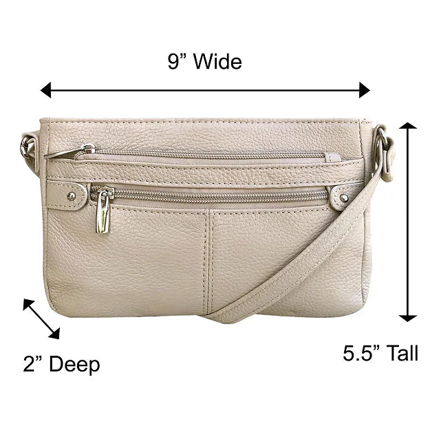 Aria Genuine Cowhide Leather Multi-Pocket Crossbody Bag