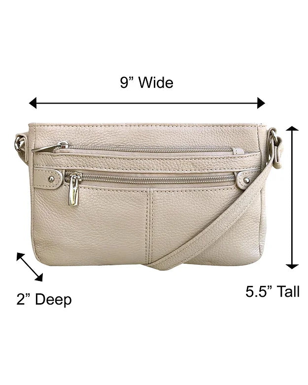 Aria Genuine Cowhide Leather Multi-Pocket Crossbody Bag