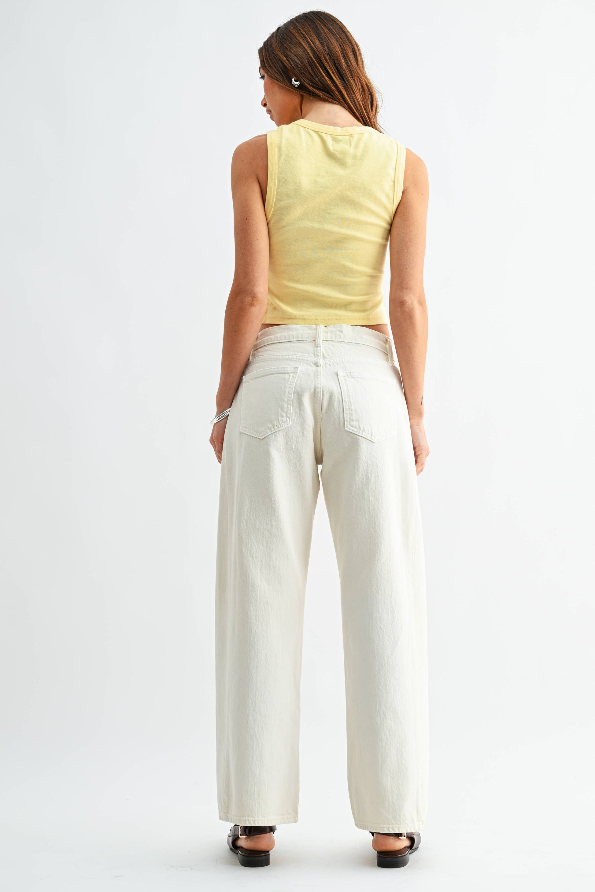 Twisted High Rise Stretch Barrel Jean - ECRU - DP865