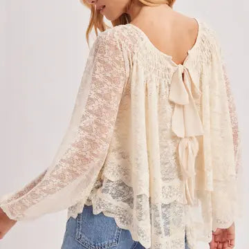 Layered Lace Tie-Front Closures 2-WAY Blouse