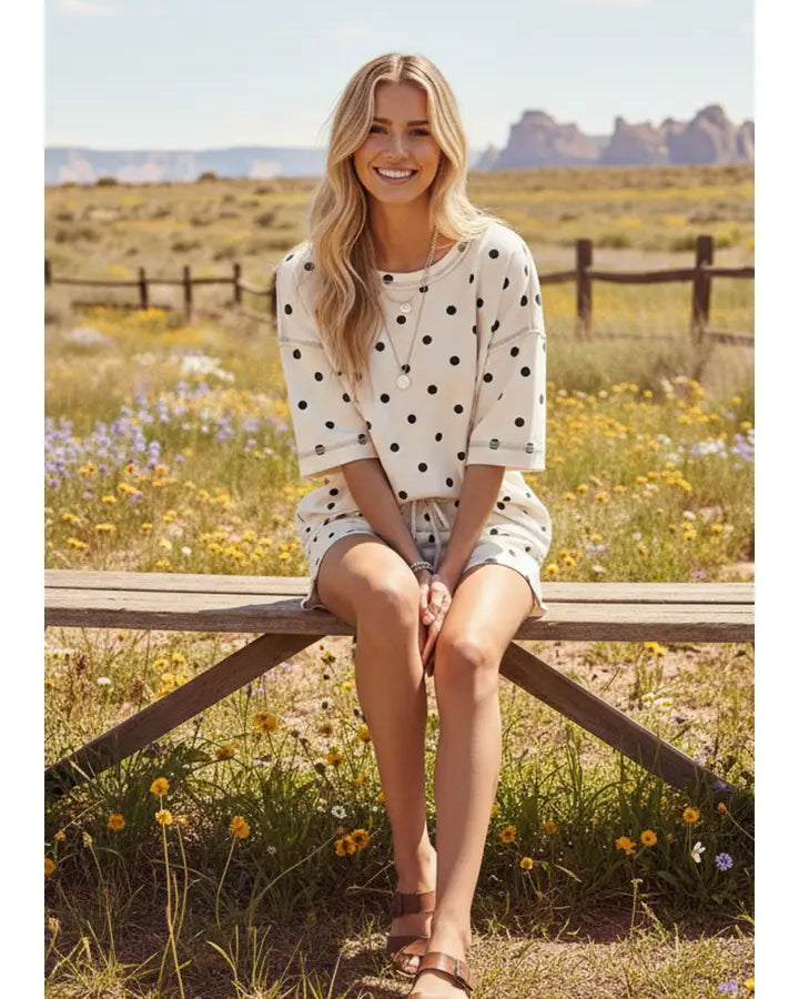 Polka Dot Premium Heavy Scuba Relaxed Lounge Set