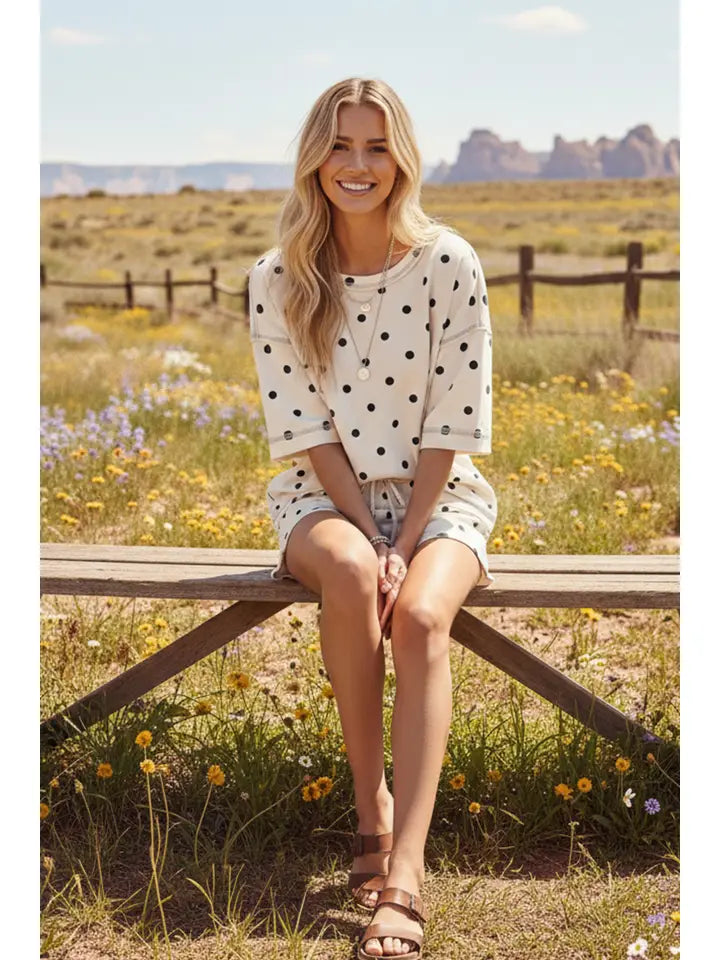 Polka Dot Premium Heavy Scuba Relaxed Lounge Set