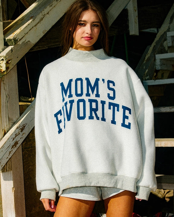 Favorite Reversible Mock-Neck Sweatshirt - Dad & Mom Graphic