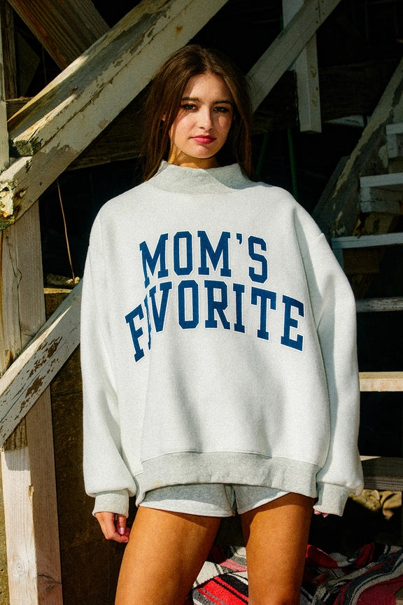 Favorite Reversible Mock-Neck Sweatshirt - Dad & Mom Graphic