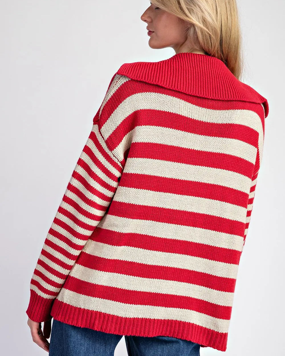 Ee:some Striped Sailor Collar Cardigan