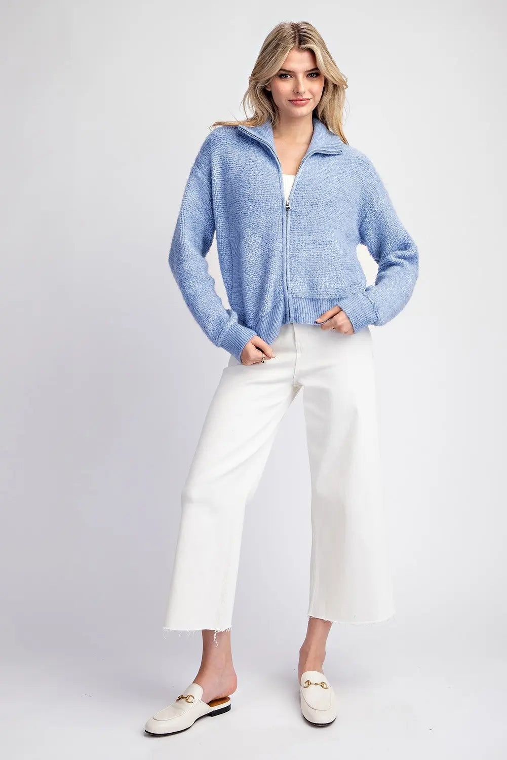 Ee:some Zip Up Knit Sweater Jacket