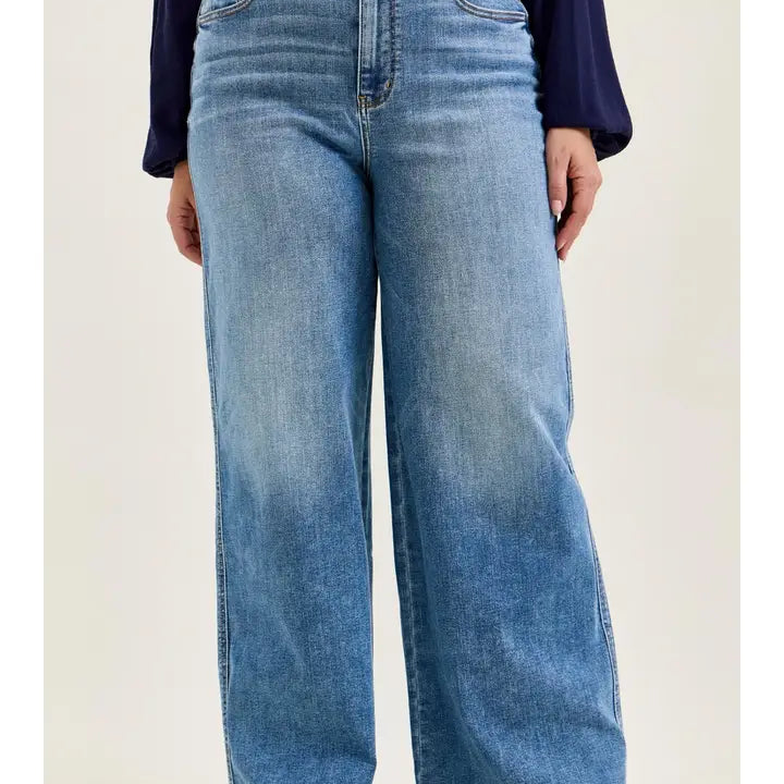 Judy Blue "Angelina" High-Waist Column Straight Jeans – Classic Soft Indigo
