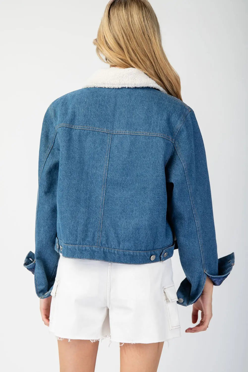 Ee:some Snow Washed Fur Colorblock Jacket