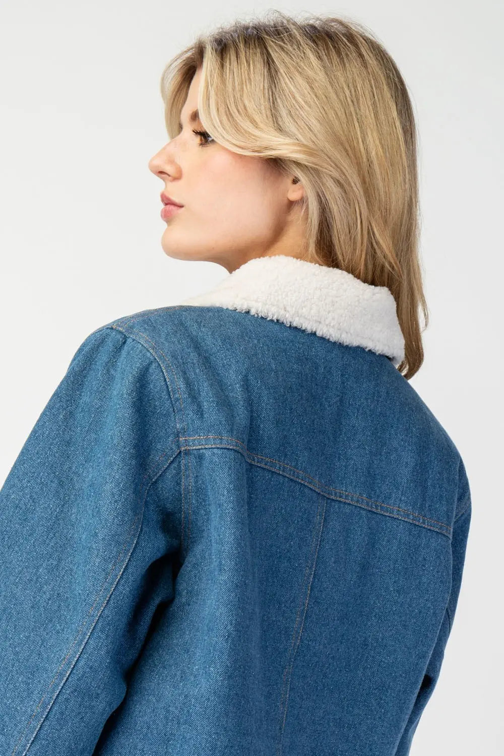 Ee:some Snow Washed Fur Colorblock Jacket