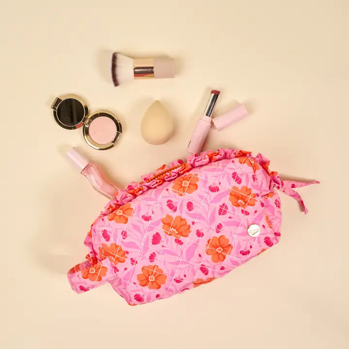 Essentials Quilted Cosmetic Pouch–Poppin' Petals Hot Pink