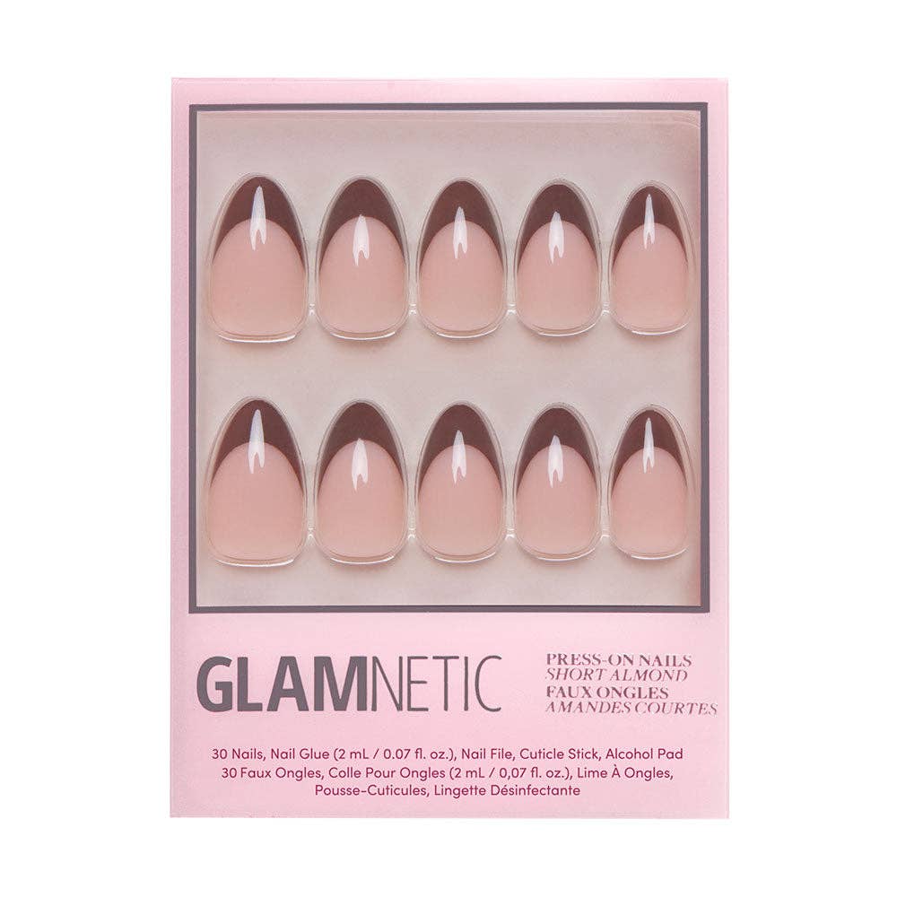 Chocolat Press-On Nails | Brown French Tip | Short Almond