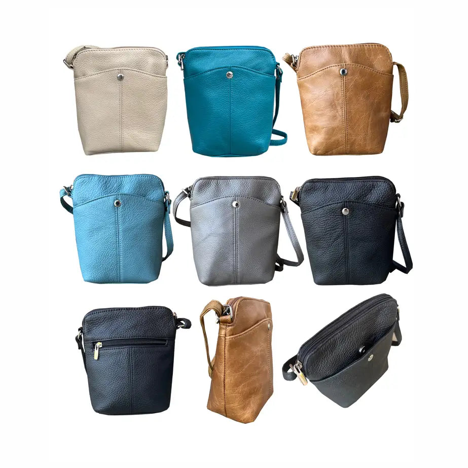 Genuine Cowhide Leather Mini Crossbody Bag & Multi-Pocket Phone Pouch