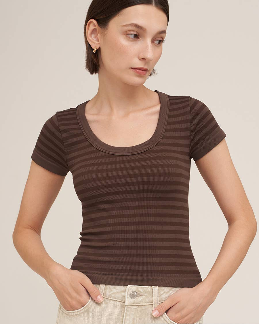 Striped Scoop Neck Top